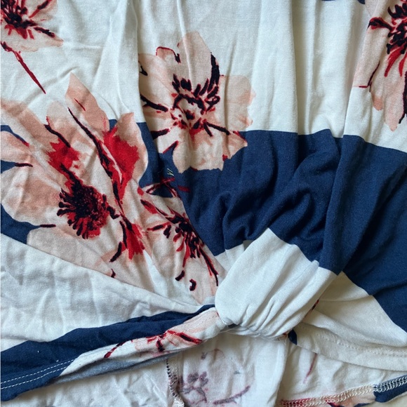 Maurices Striped Knot Front Short Sleeve rayon Tee - Picture 2 of 5